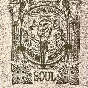 FIFTH SUN Rock & Roll Soul, Burnout Gray Graphic T Shirt Women’s Size Medium